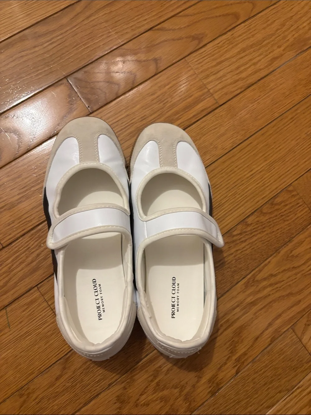 Women’s White Mary Jane Loafers with Black Accent